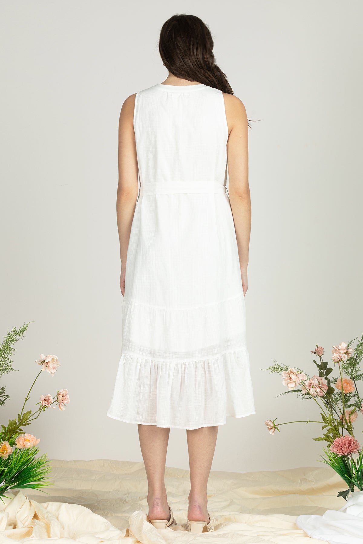 Sleeveless Button Down Midi Dress