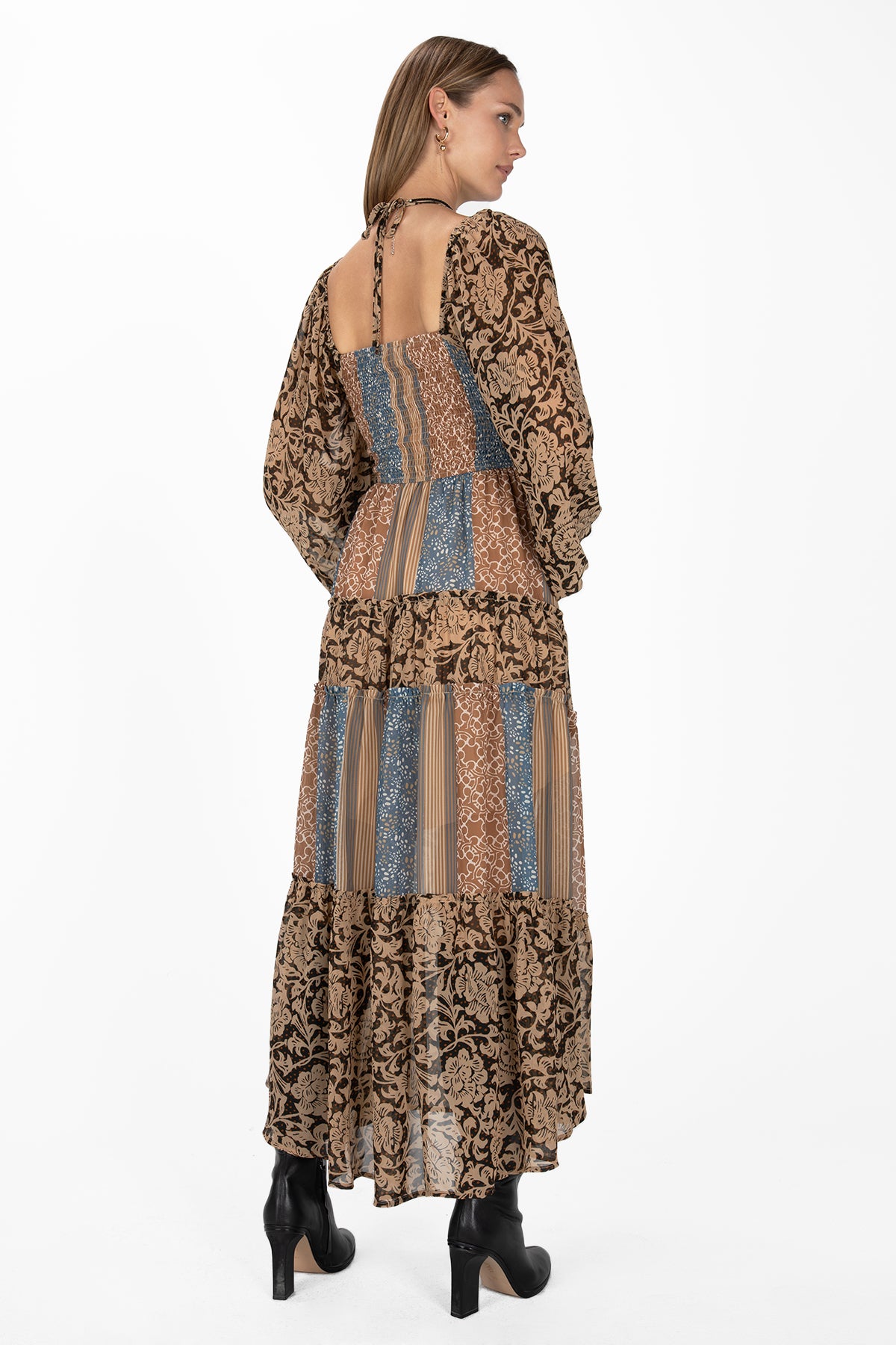 Flowy Printed Maxi Dress with Slits