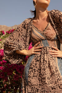 Flowy Printed Maxi Dress with Slits