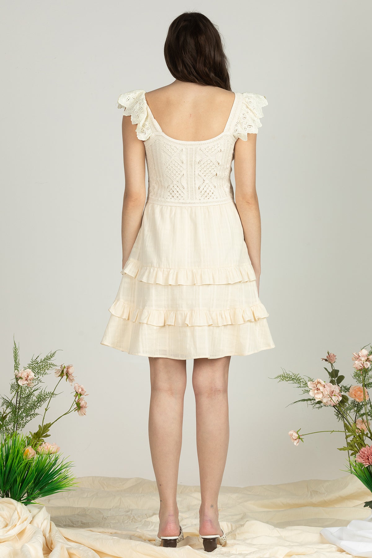 Floral Embroidered Crochet Dress