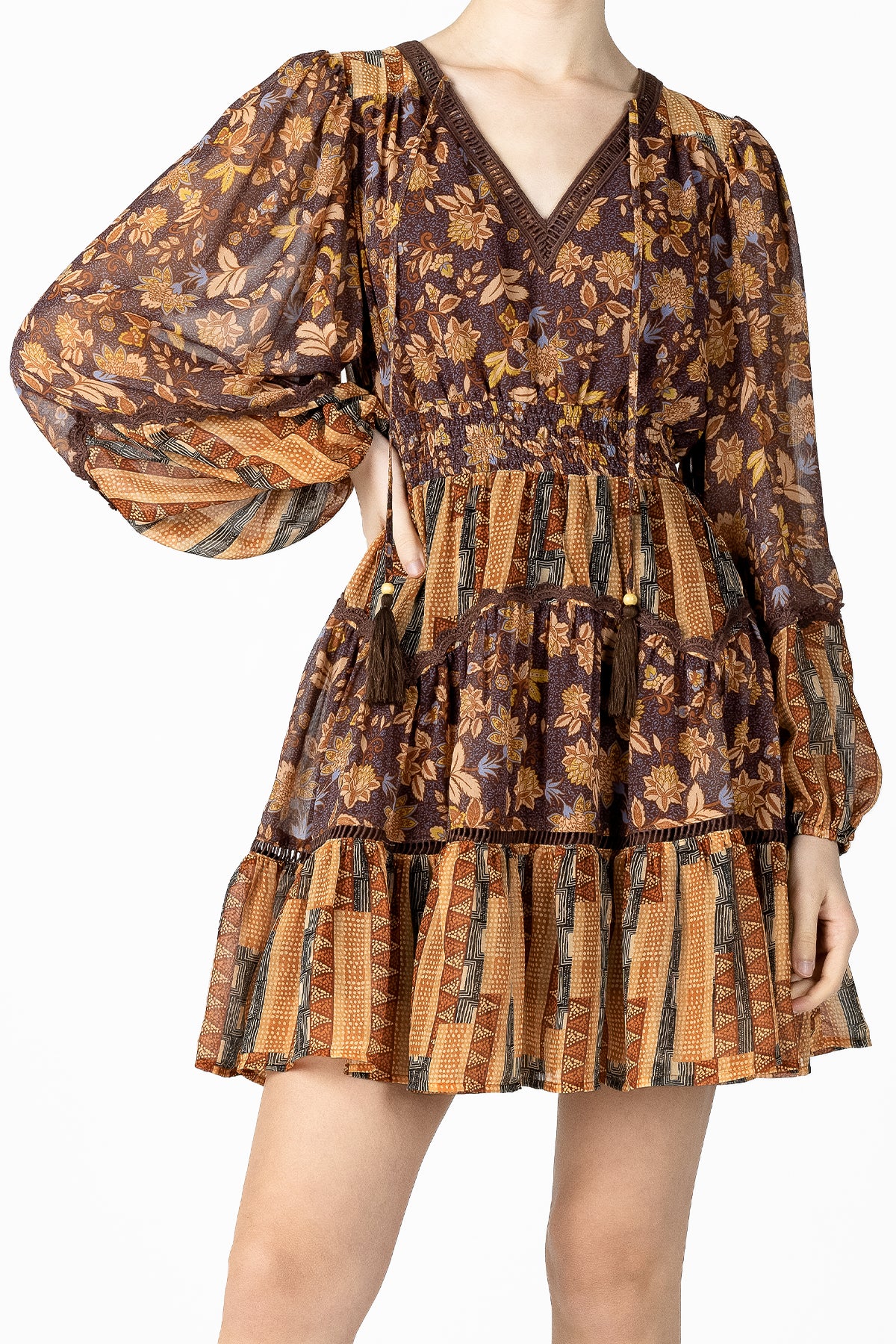 Mixed Floral Pattern Mini Dress