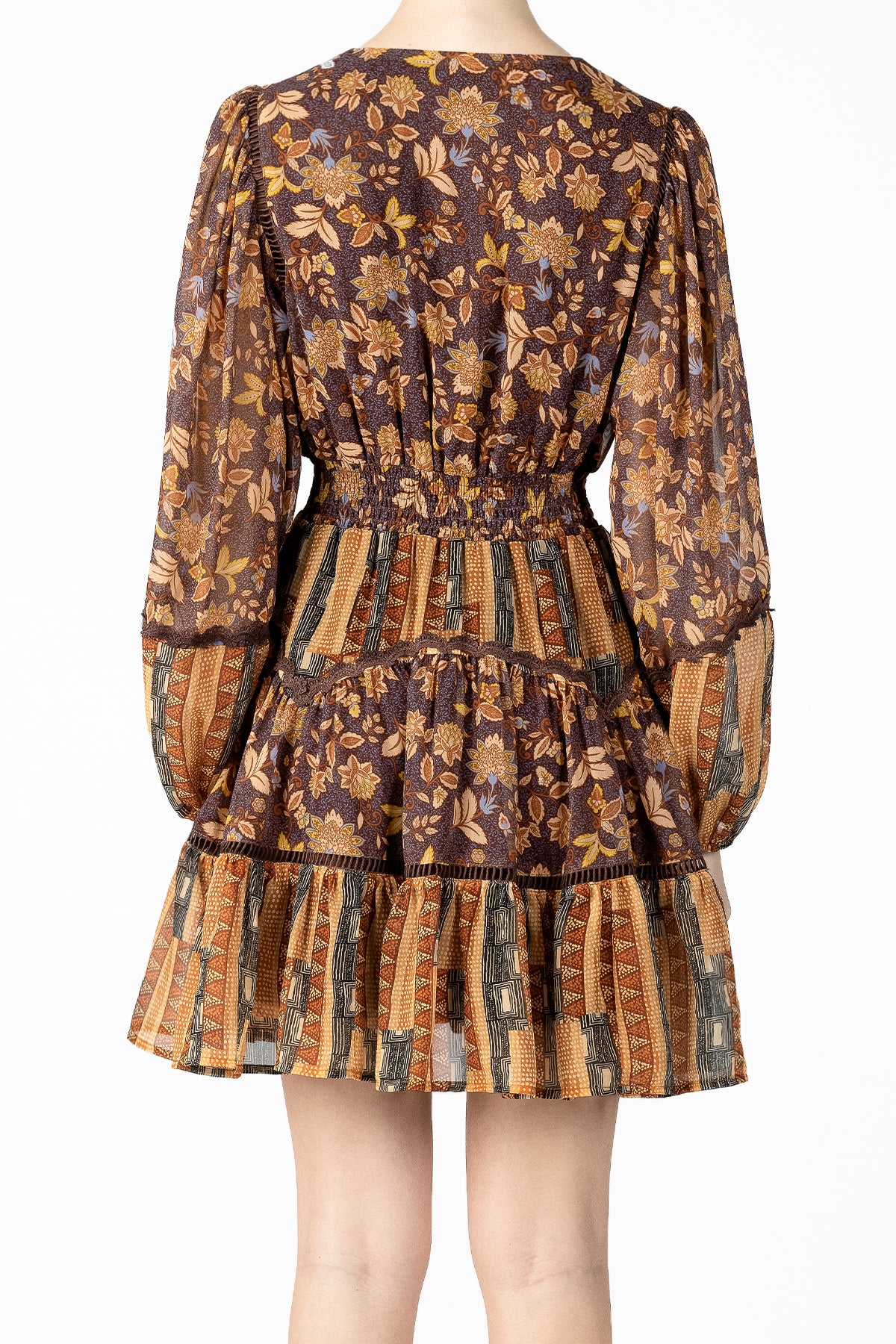 Mixed Floral Pattern Mini Dress