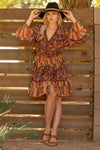 Mixed Floral Pattern Mini Dress