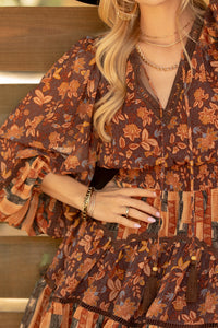 Mixed Floral Pattern Mini Dress