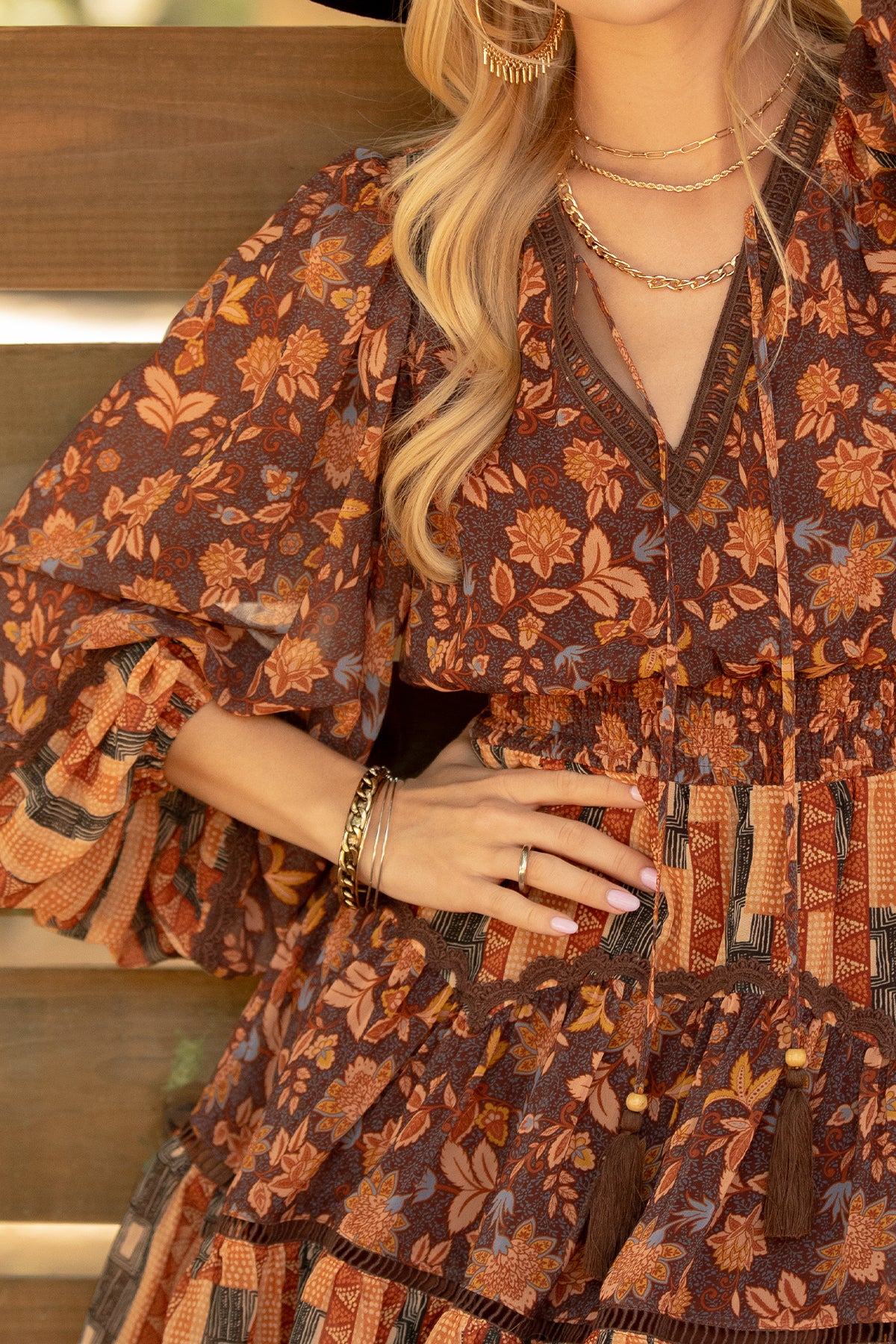 Mixed Floral Pattern Mini Dress