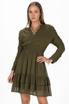 Moss Green Ruched Mini Dress