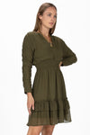 Moss Green Ruched Mini Dress