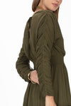 Moss Green Ruched Mini Dress