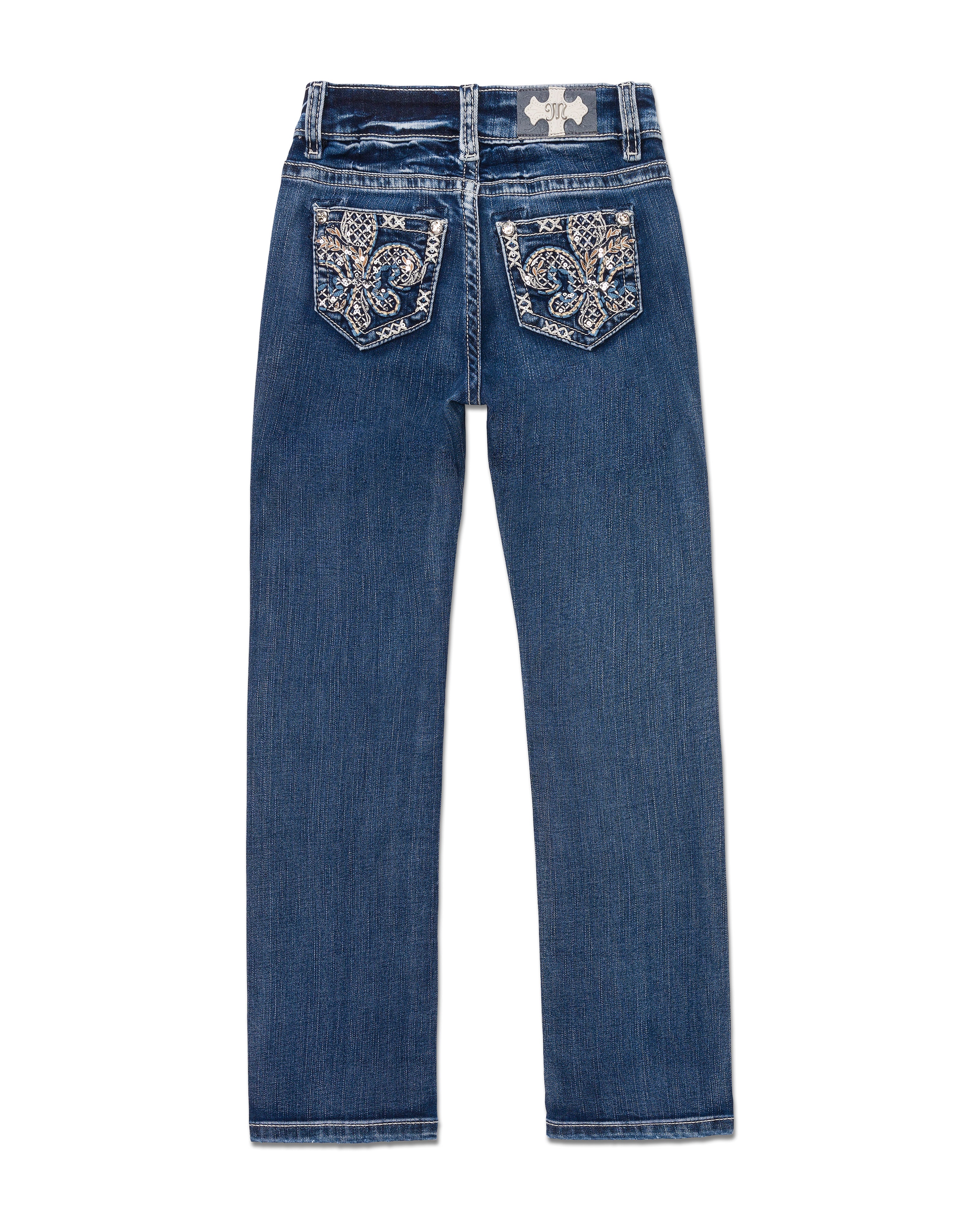 Girls Fleur Glass Straight Jeans Only Med/Dark Wash