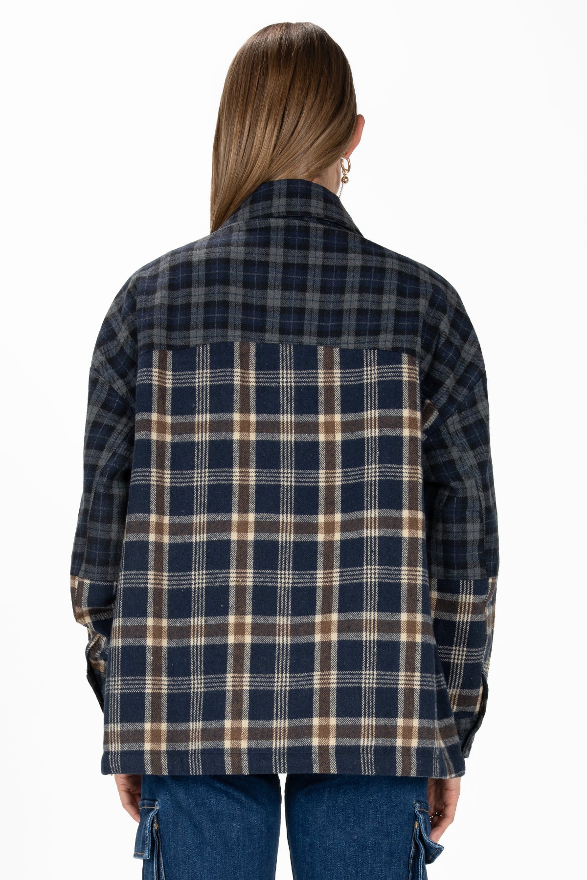 Navy Plaid Button Up