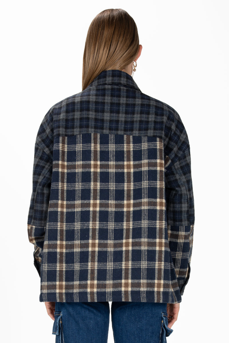 Navy Plaid Button Up
