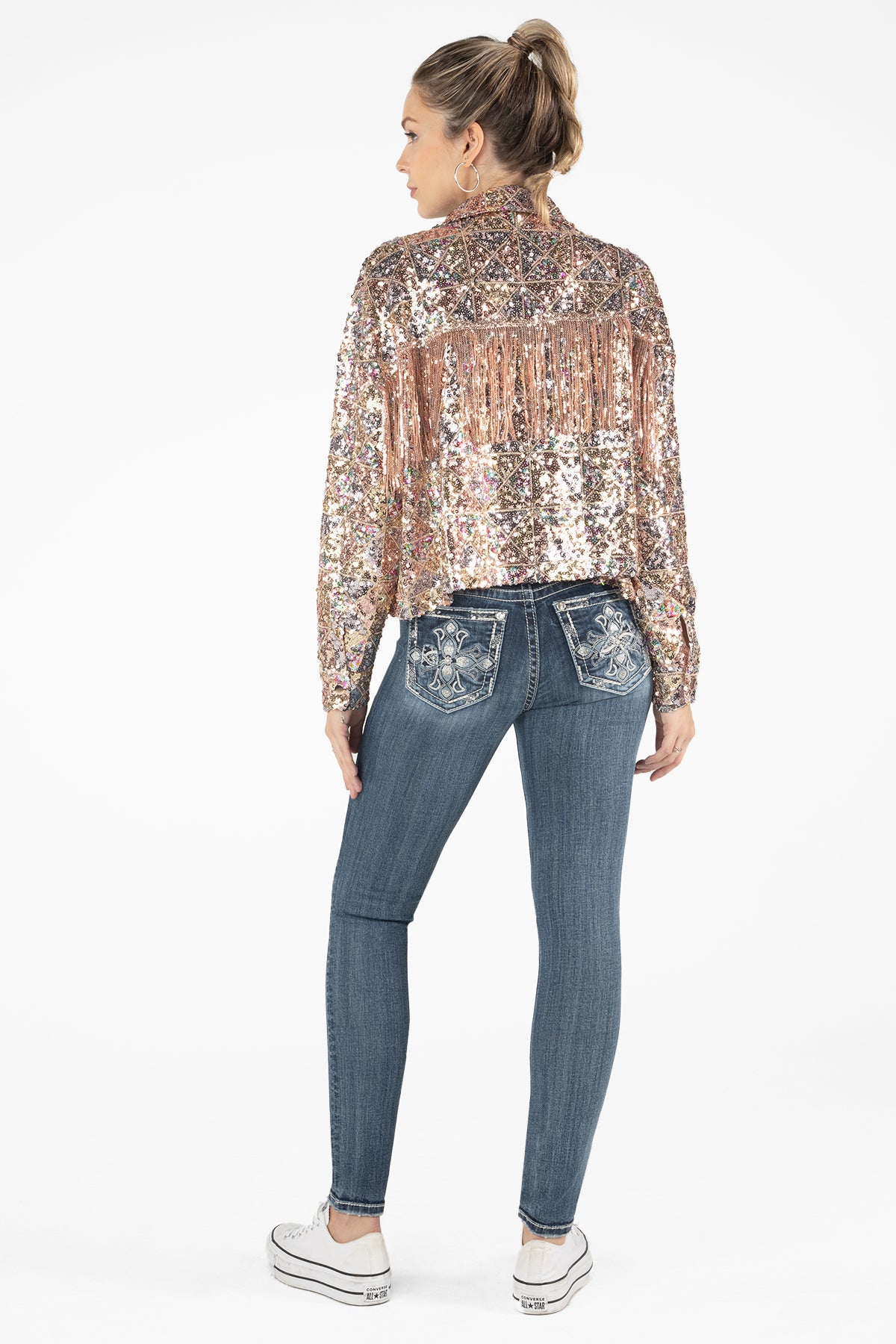 Geometric Sequin Fringe Jacket, Only $94.00