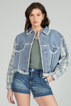 Cropped Plaid Denim Jacket
