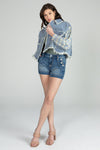 Cropped Plaid Denim Jacket
