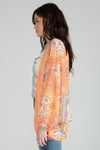 Multi Printed Chiffon Crochet Cardigan