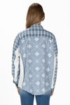 Plaid and Bandana Print Button Up Shirt