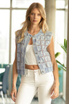 Checkered Denim Vest