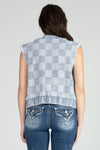 Checkered Denim Vest