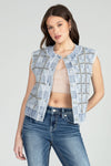 Checkered Denim Vest