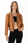 Faux Suede Waterfall Plaid Cardigan