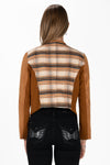 Faux Suede Waterfall Plaid Cardigan