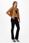 Faux Suede Waterfall Plaid Cardigan