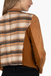 Faux Suede Waterfall Plaid Cardigan