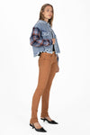 Dark Plaid Crochet Denim Jacket