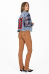 Dark Plaid Crochet Denim Jacket