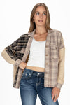 Contrasting Plaid Button Up Jacket
