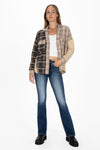 Contrasting Plaid Button Up Jacket