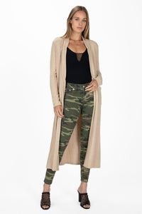 Cinched Long Knit Cardigan