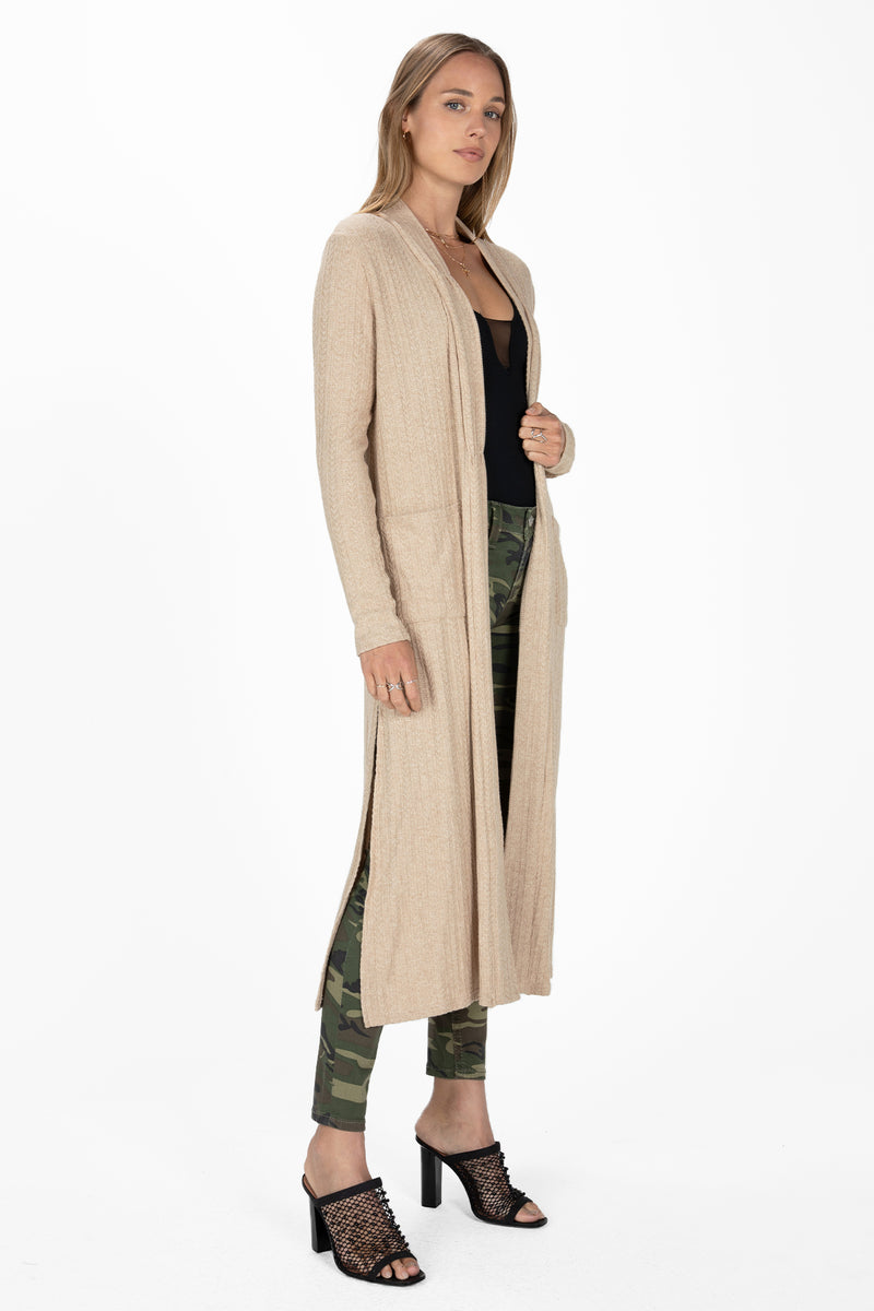 Cinched Long Knit Cardigan