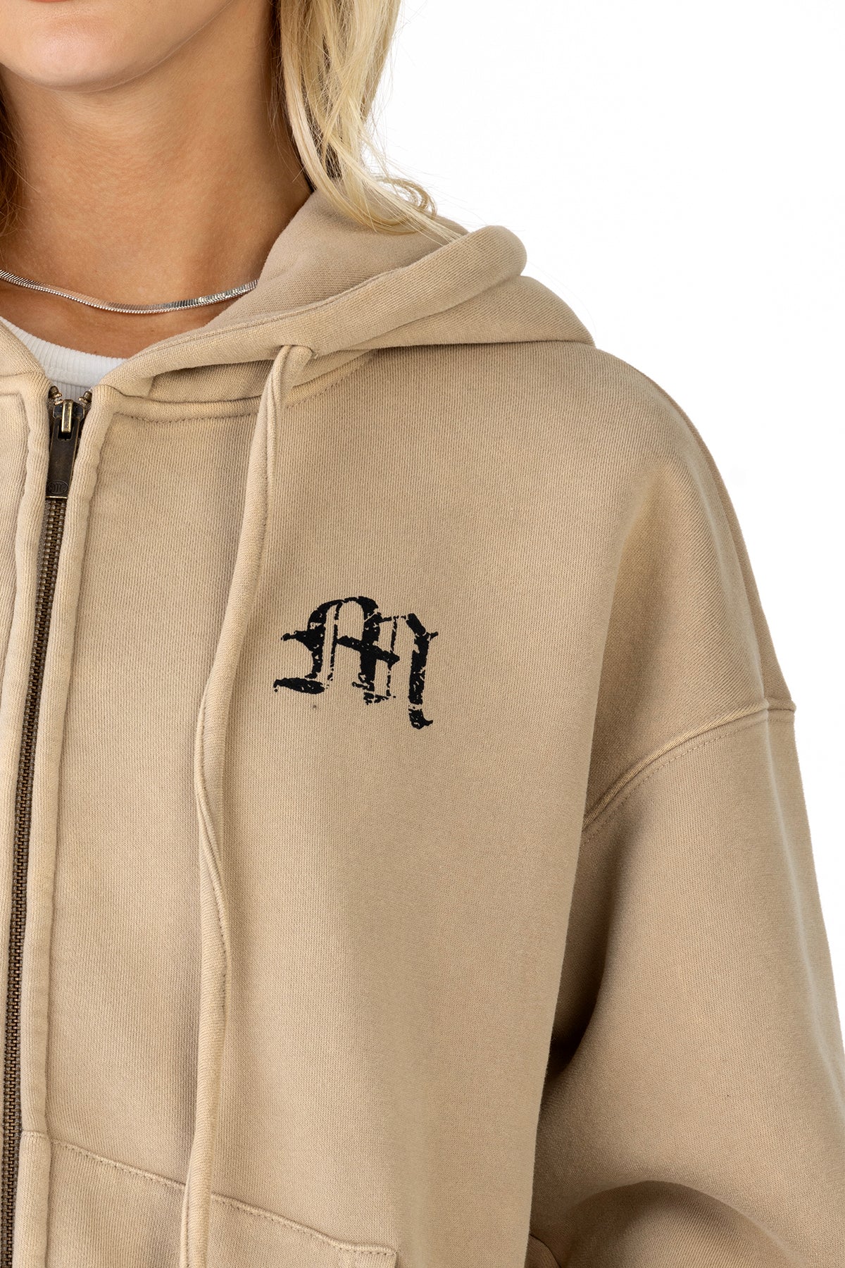 Carpe Hoodie | Only $94.00 | Taupe Beige, Charcoal Black | Miss Me