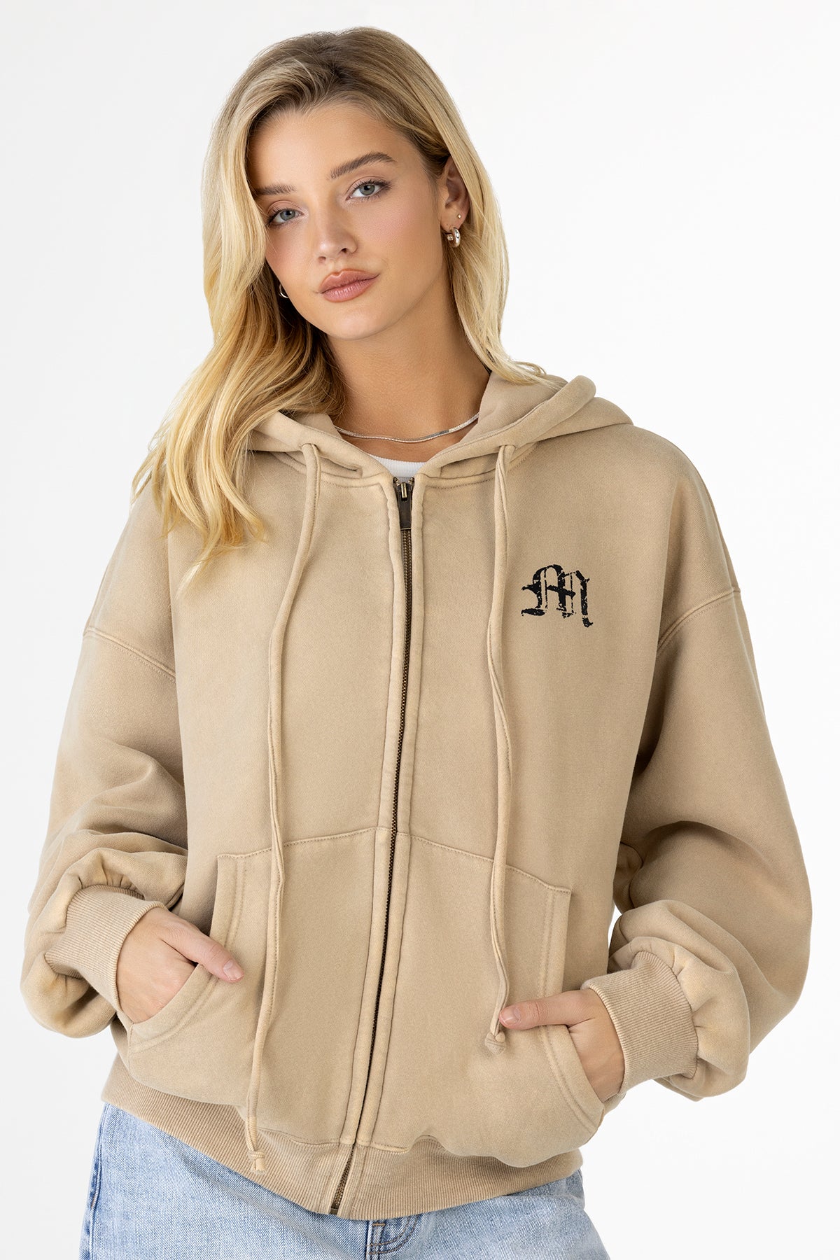 Carpe Hoodie | Only $47.00 | Taupe Beige, Charcoal Black | Miss Me
