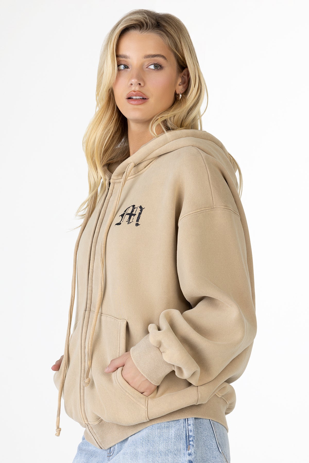 Carpe Hoodie | Only $94.00 | Taupe Beige, Charcoal Black | Miss Me