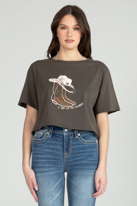 Dibs On The Cowboy Crop Tee