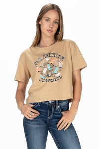 "ALL AMERICAN COWGIRL" Cropped Tee