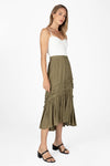 Asymmetical Ruffle Midi Skirt