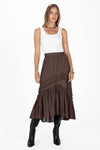 Asymmetical Ruffle Midi Skirt