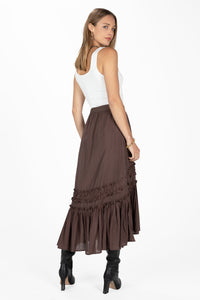 Asymmetical Ruffle Midi Skirt