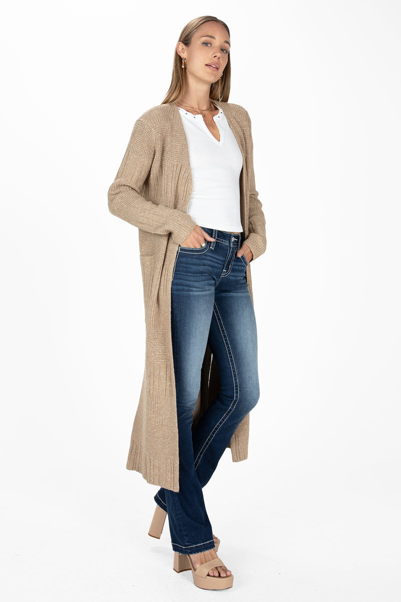 Speckled Knit Long Cardigan