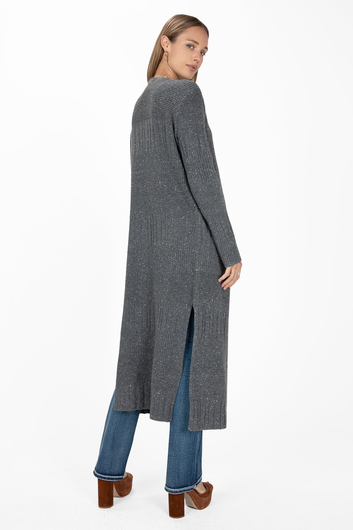 Speckled Knit Long Cardigan