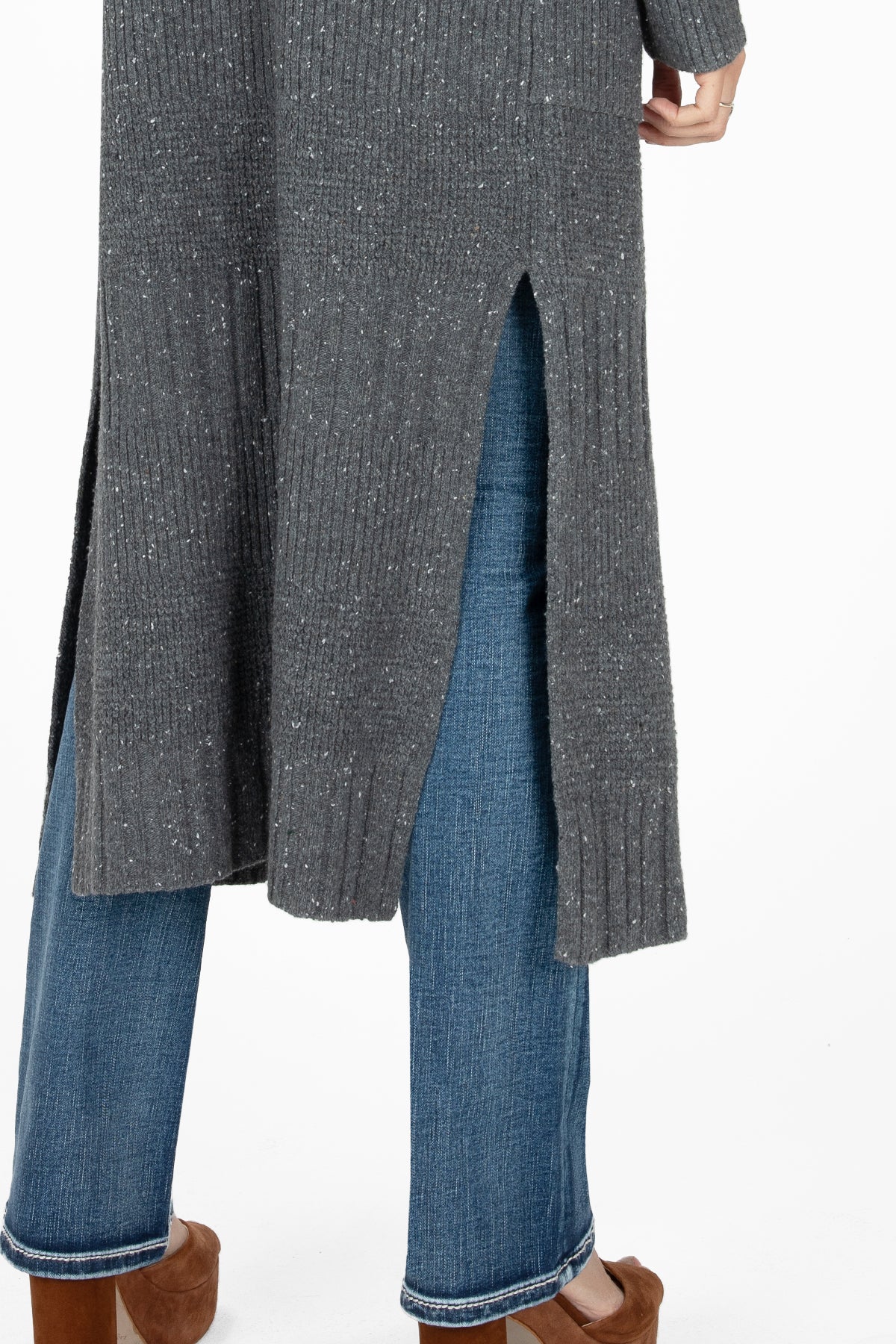 Speckled Knit Long Cardigan