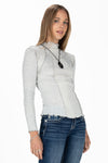 Exposed Seams Mock Neck Top