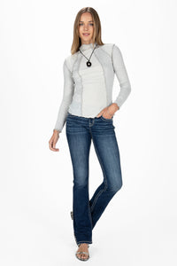 Exposed Seams Mock Neck Top