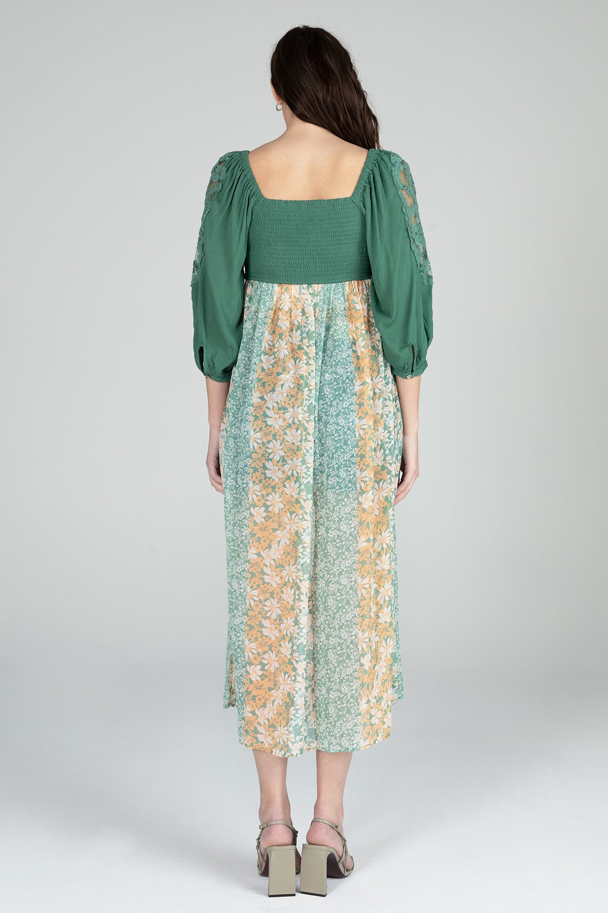 Floral Pull Sleeve High-Low Top