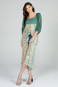 Floral Pull Sleeve High-Low Top