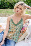Strappy Lace Trim Floral Cami