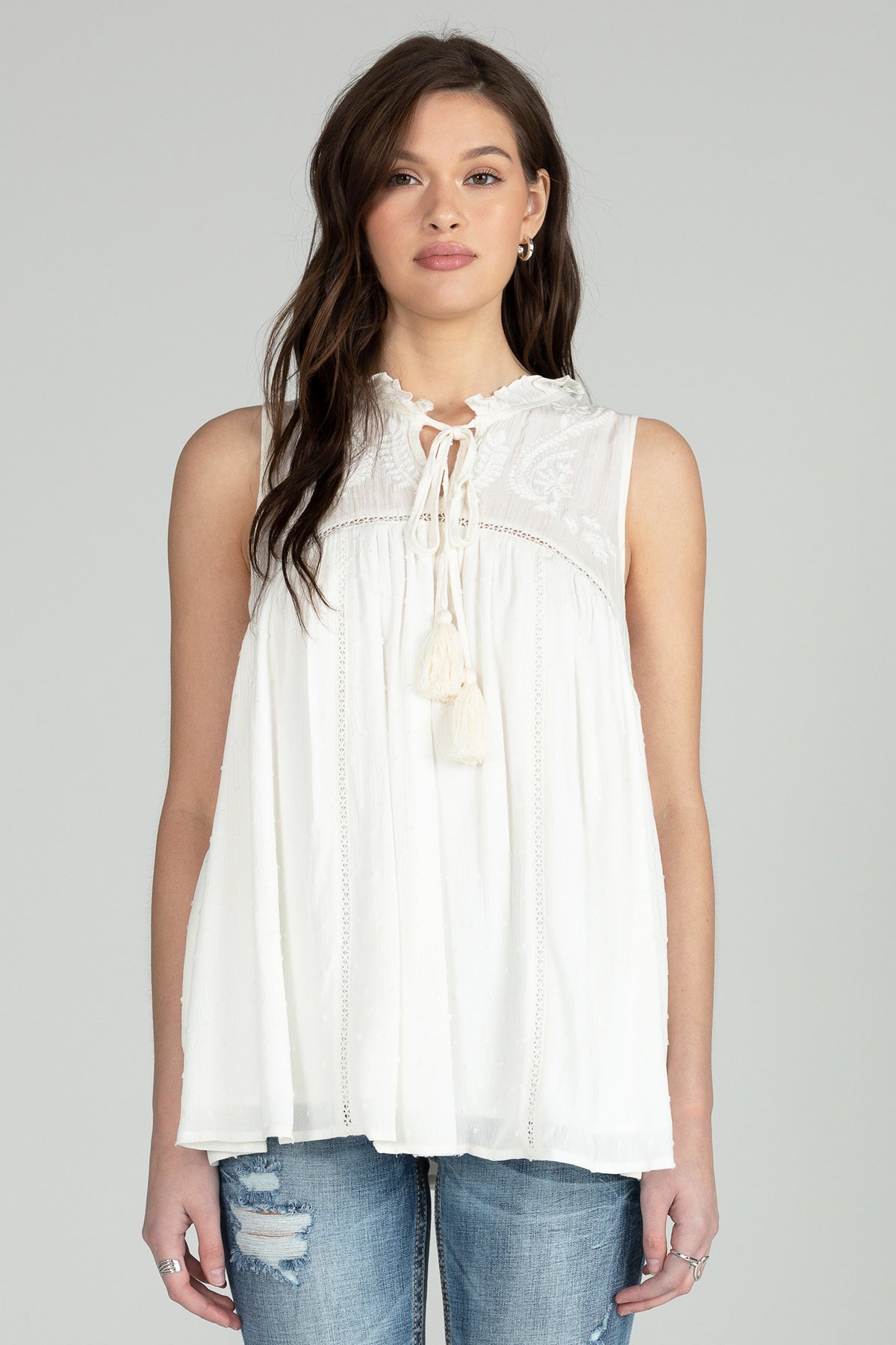 Front Tie Sleeveless Top